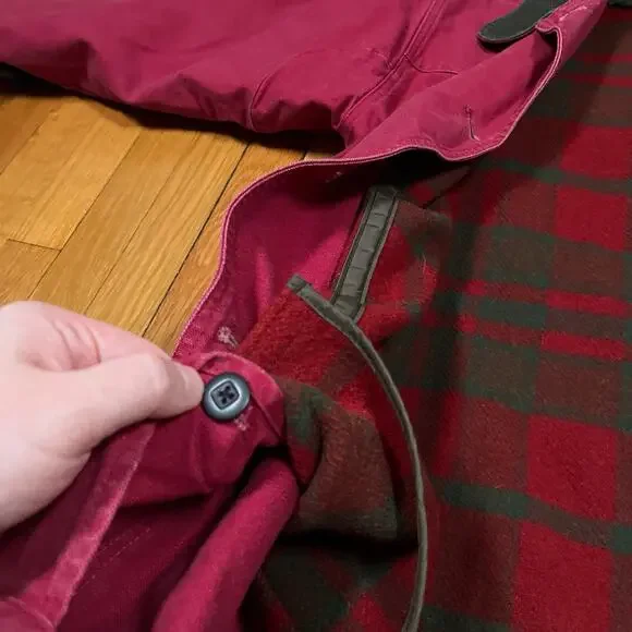 Womens Vintage LL Bean Chore Barn Coat T540 Red Made in USA Removable Wool Liner - Picture 5 of 15